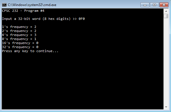 Assembly language program to get hex number and display count of bits set 2